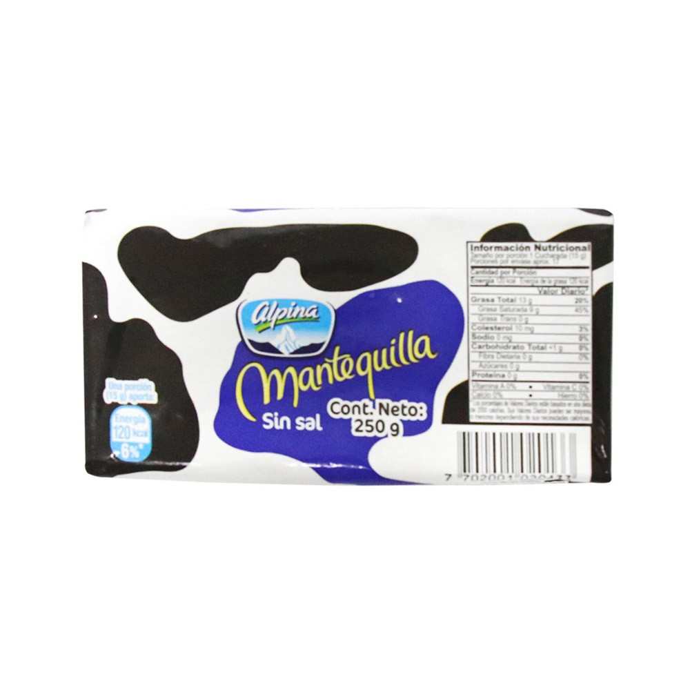 MANTEQUILLA SIN SAL  x 250GR ALPINA