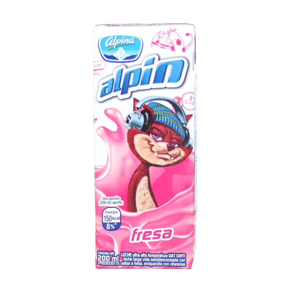 LECHE SABORIZADA FRESA x 200ML ALPINA