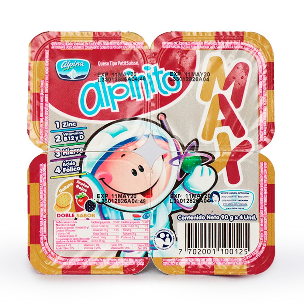 ALPINITO GALLETA/ FRUTOS 4UND x 90GR