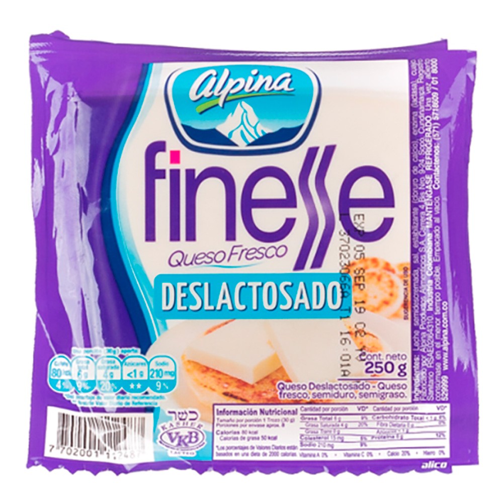 QUESO FINESSE DESLACTOSADO  x 250GR
