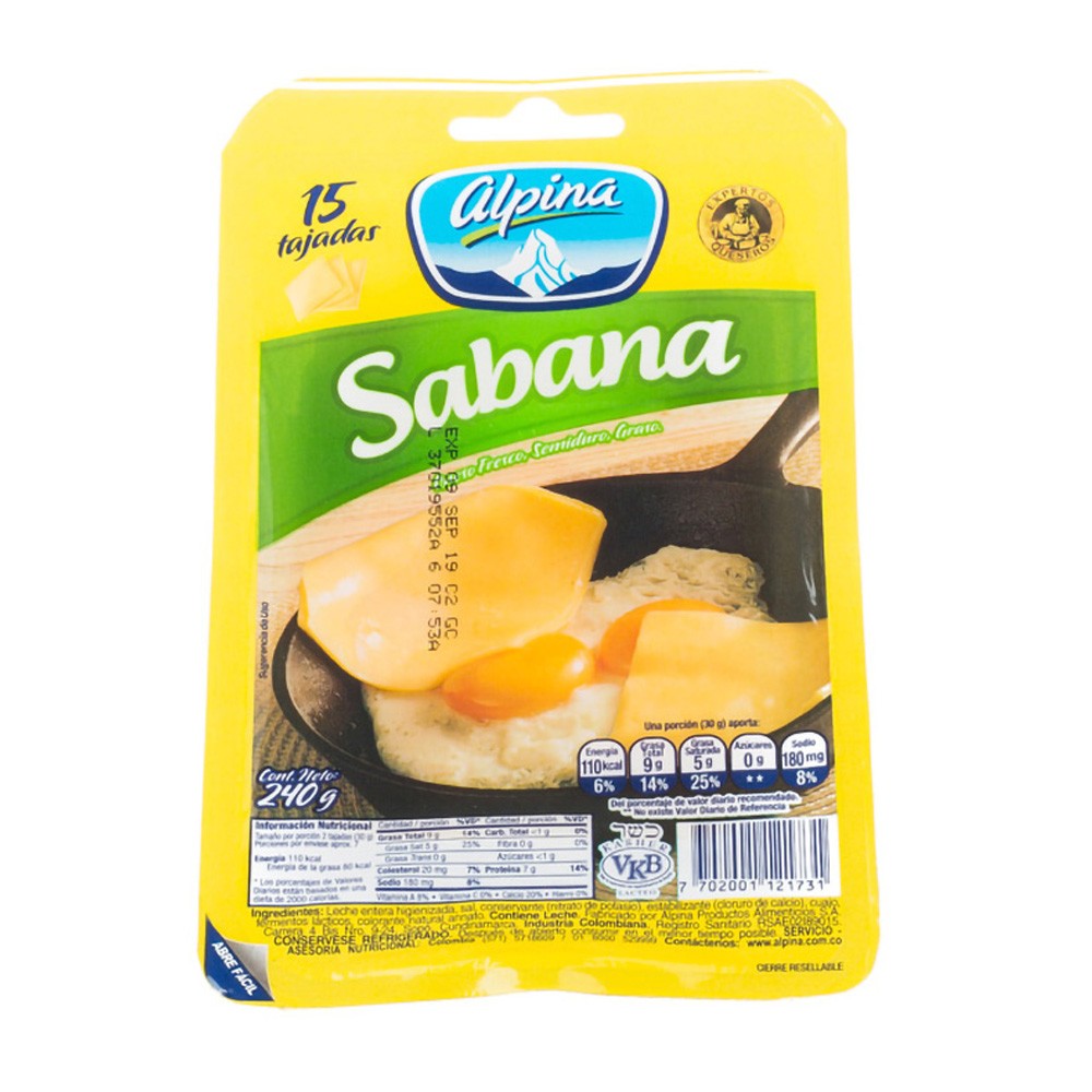 QUESO SABANA ALPINA  x 15 TAJ  x 240GR