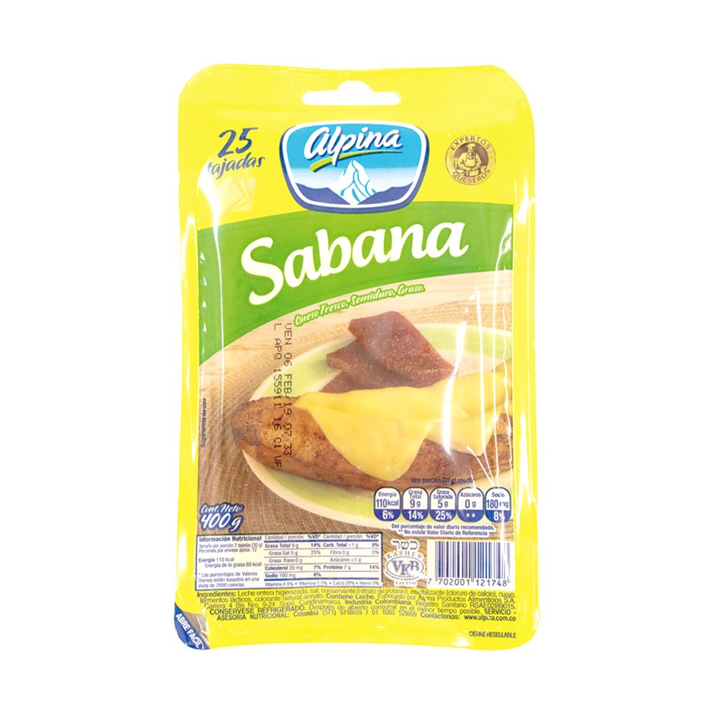 QUESO SABANA ALPINA  x 25 TAJ  x 400GR