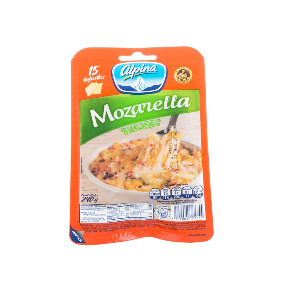 QUESO MOZARELLA 15 TAJADAS  x 240GR
