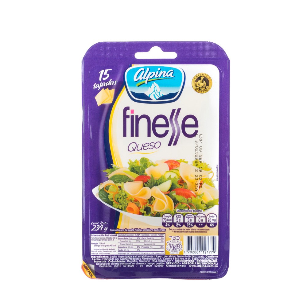 QUESO FINESSE 15 TAJAD  x 239GR