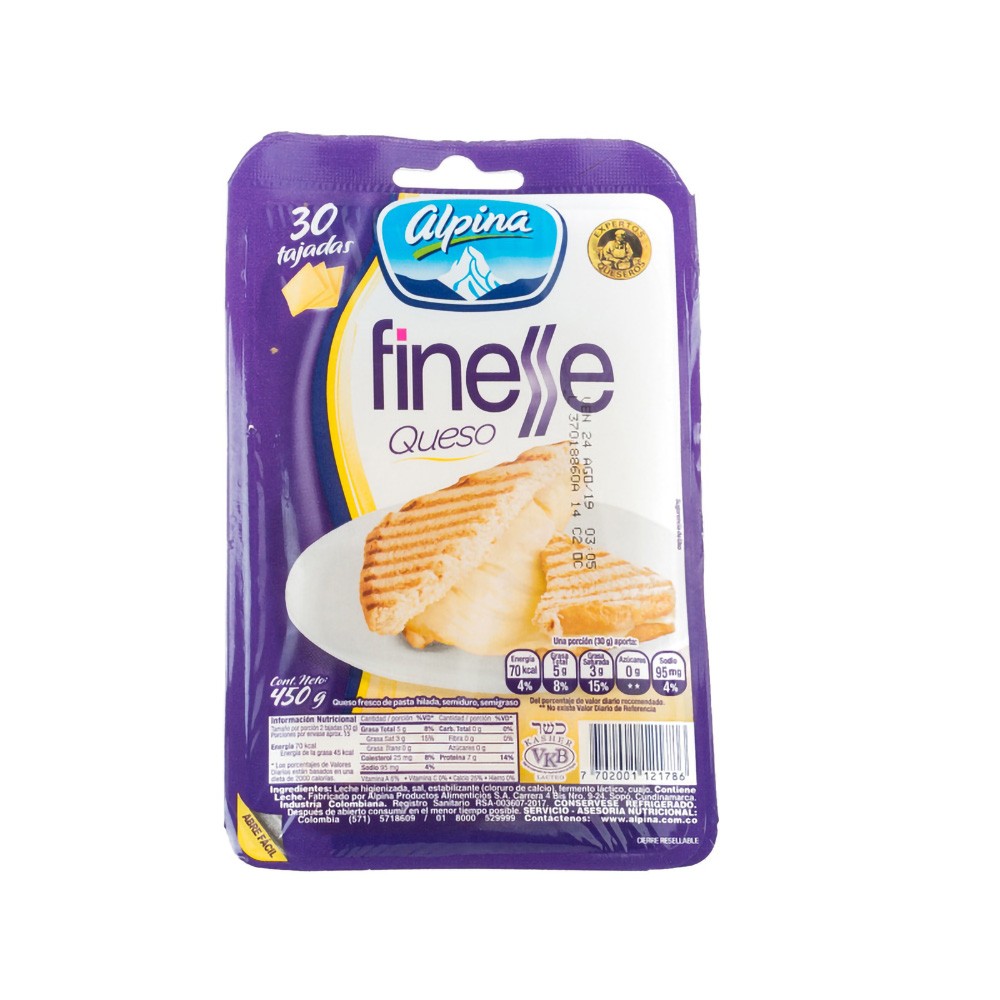 QUESO FINESSE 30 TAJADAS   x 450GR
