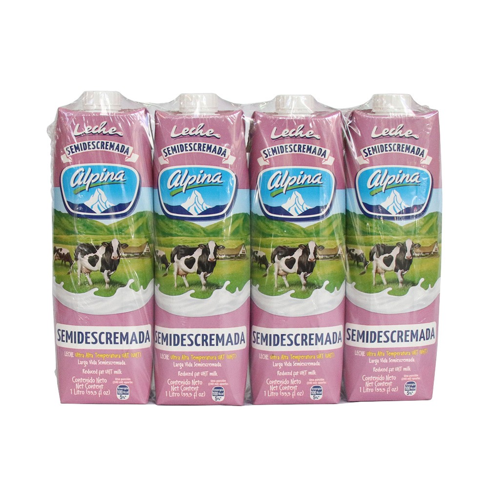 LECHE SEMIDESCREMADA ALPINA x 4 x 1000G