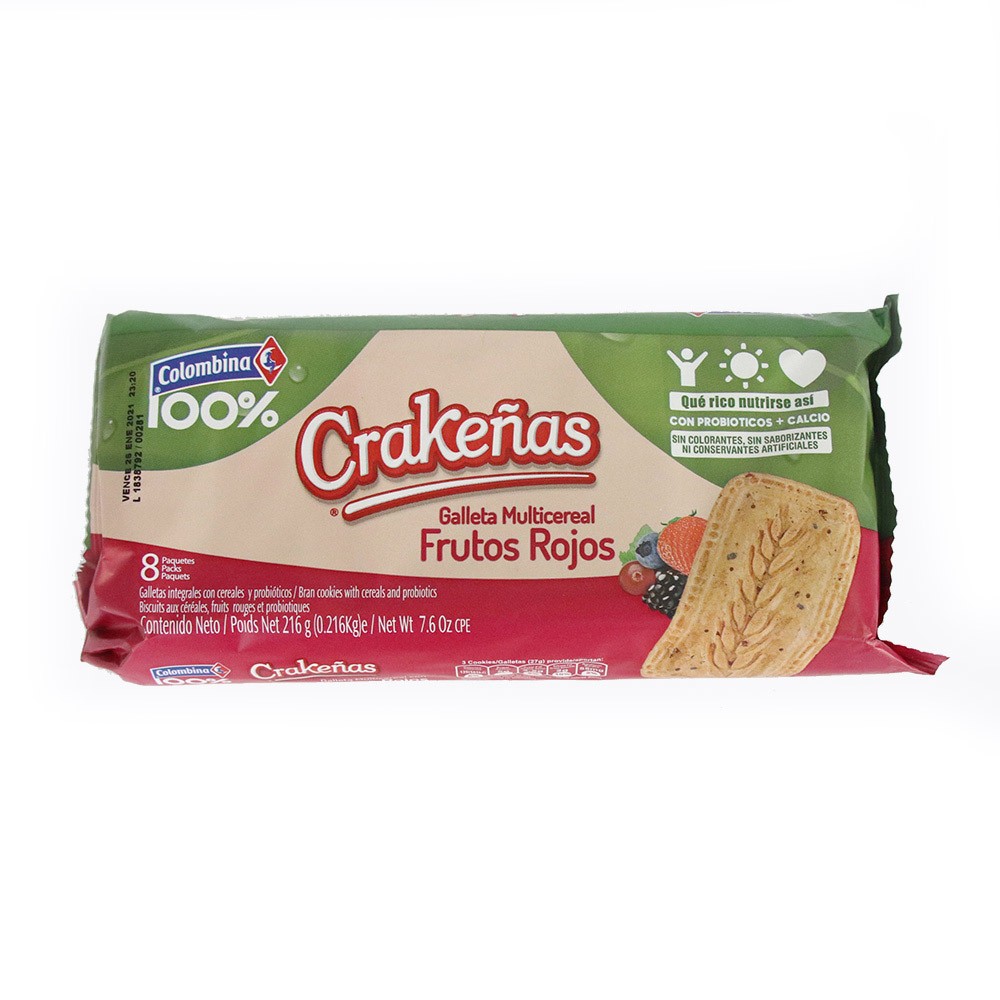CRAKEÑAS PROBIOTICOS FRUTOS ROJOS*216GR