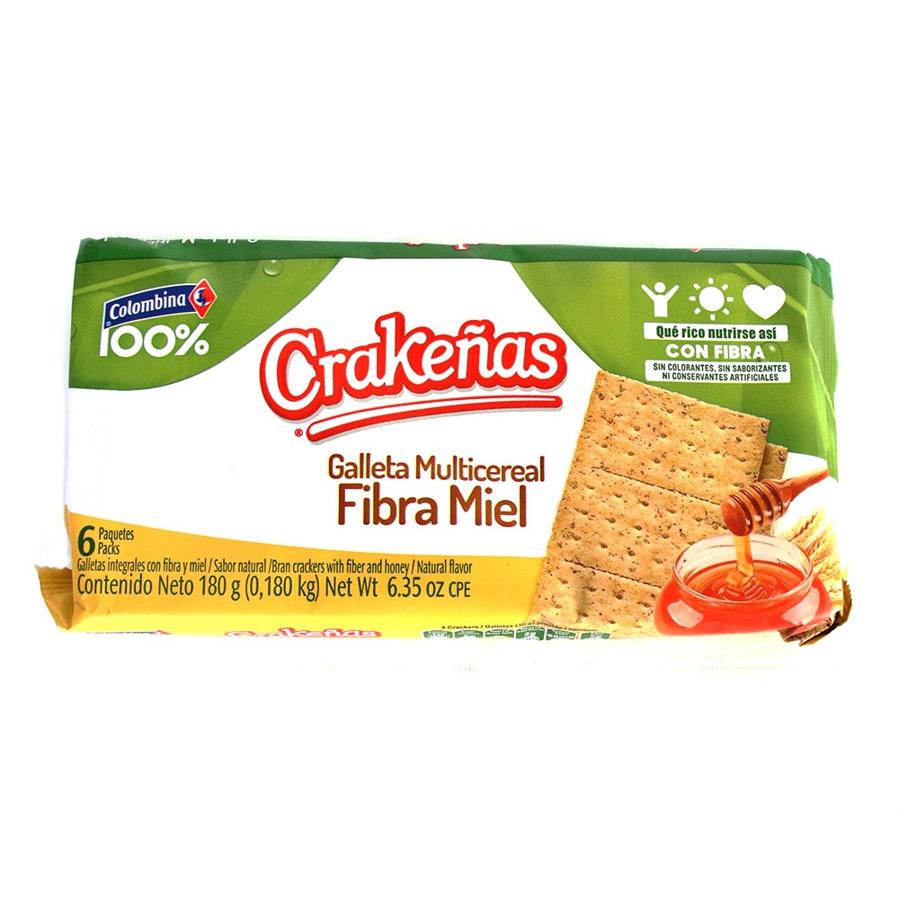 GALLETAS CRAKEÑAS FIBRA MIEL  x  180