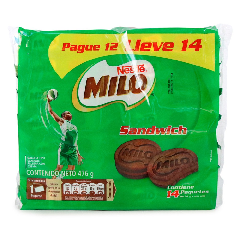 GALLETA MILO SANDWICH  x 408GR