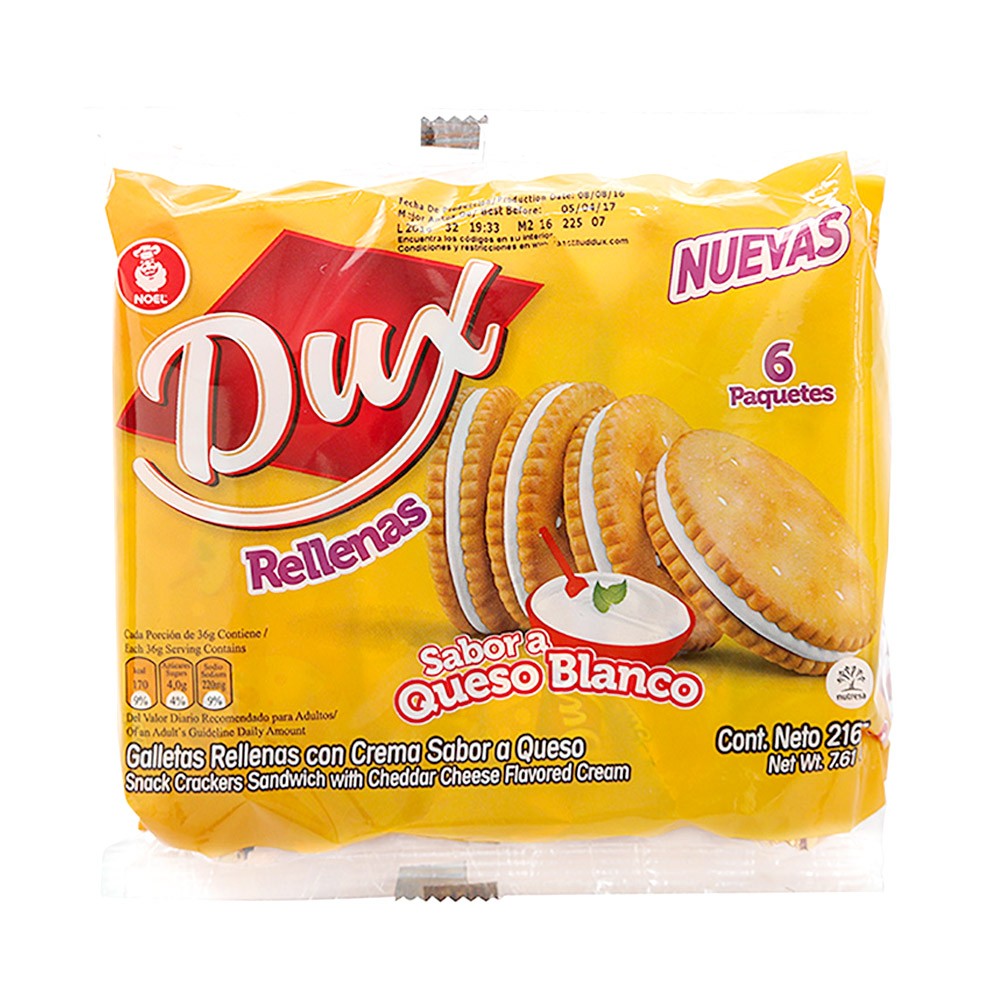 GALLETA DUX RELLENAS QUESO  x 216GR