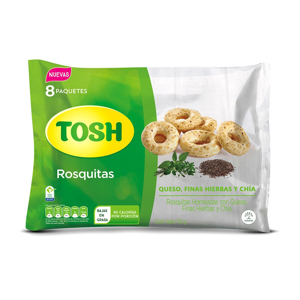 ROSQUILLAS TOSH HIERVA Y CHIA x 176GR