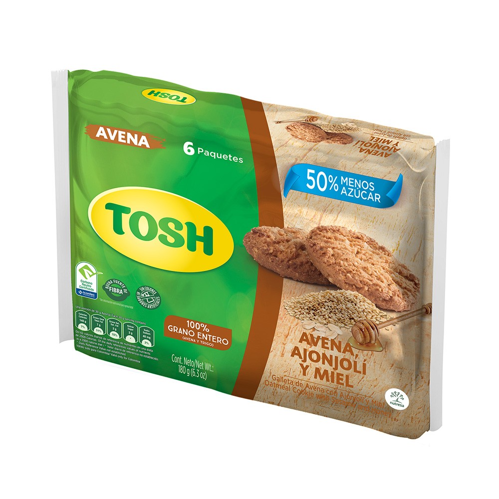 GALLETAS TOSH AVENA MIEL-AJONJOLI
