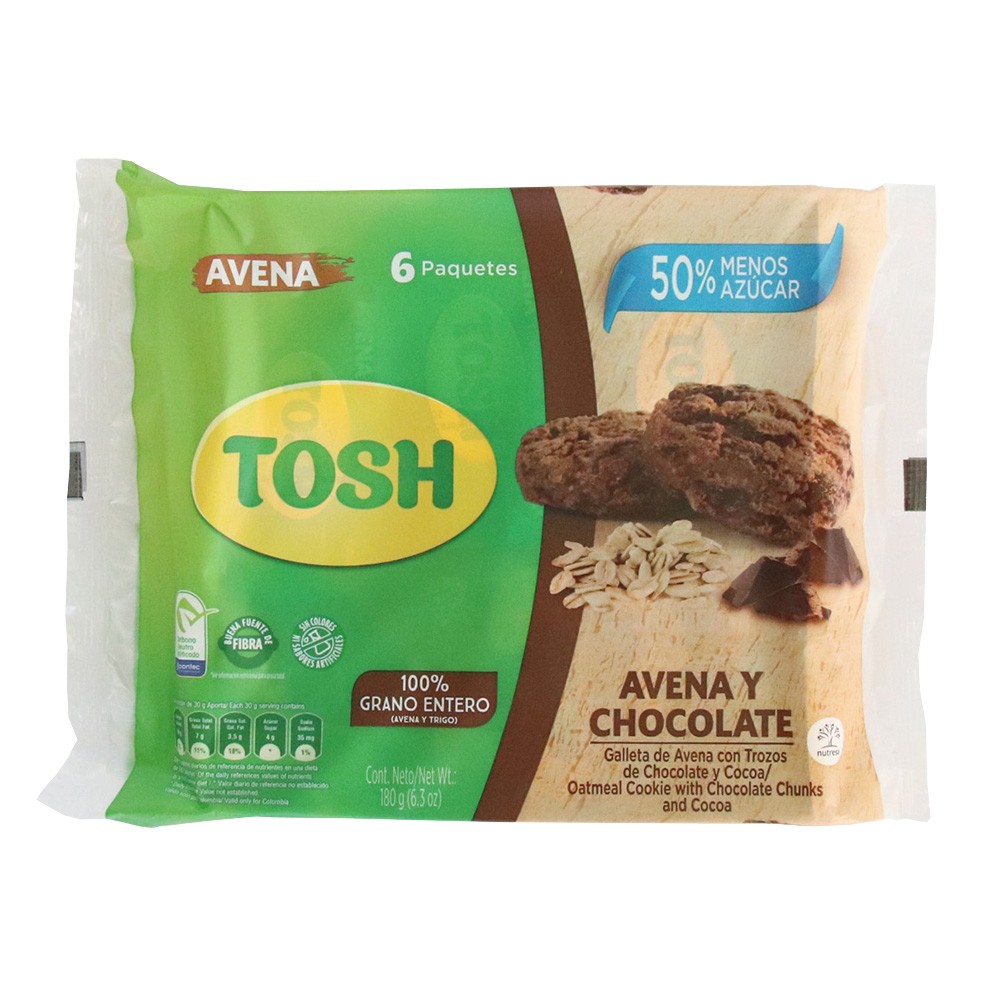 GALLETAS TOSH AVENA CHOCOLATE
