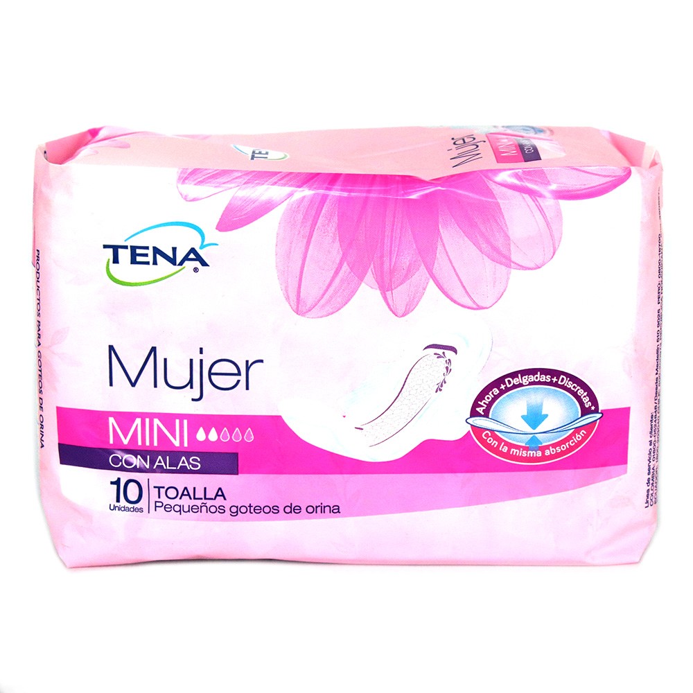 TENA MUJER MINI ALAS   x 10UND