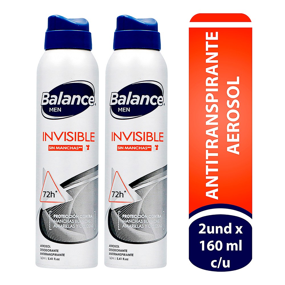 DEO AEROSOL INVIS HOMBRE BALANCE 2X160ML
