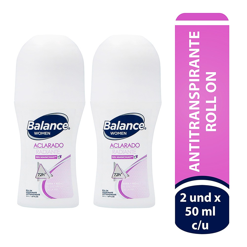 DEOS ACLARADO RADIANT MUJ BALANCE 2X50ML