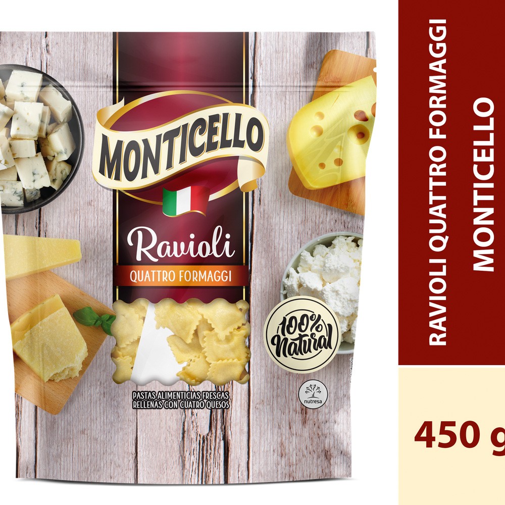 RAVIOLI CUATRO QUESOS MONTIECIELLO*450GR