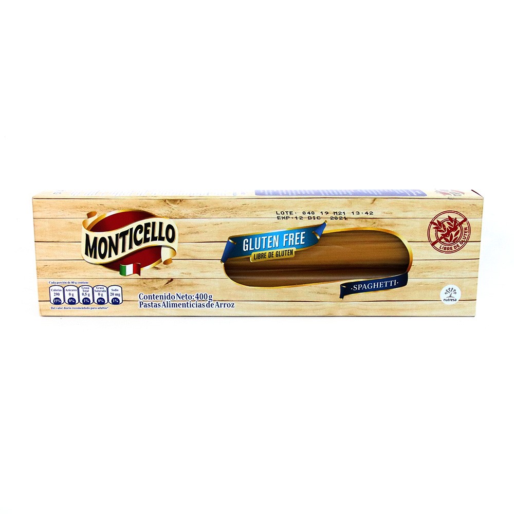 ESPAGUETTI MONTICELLO GLUTEN FREE*400GR