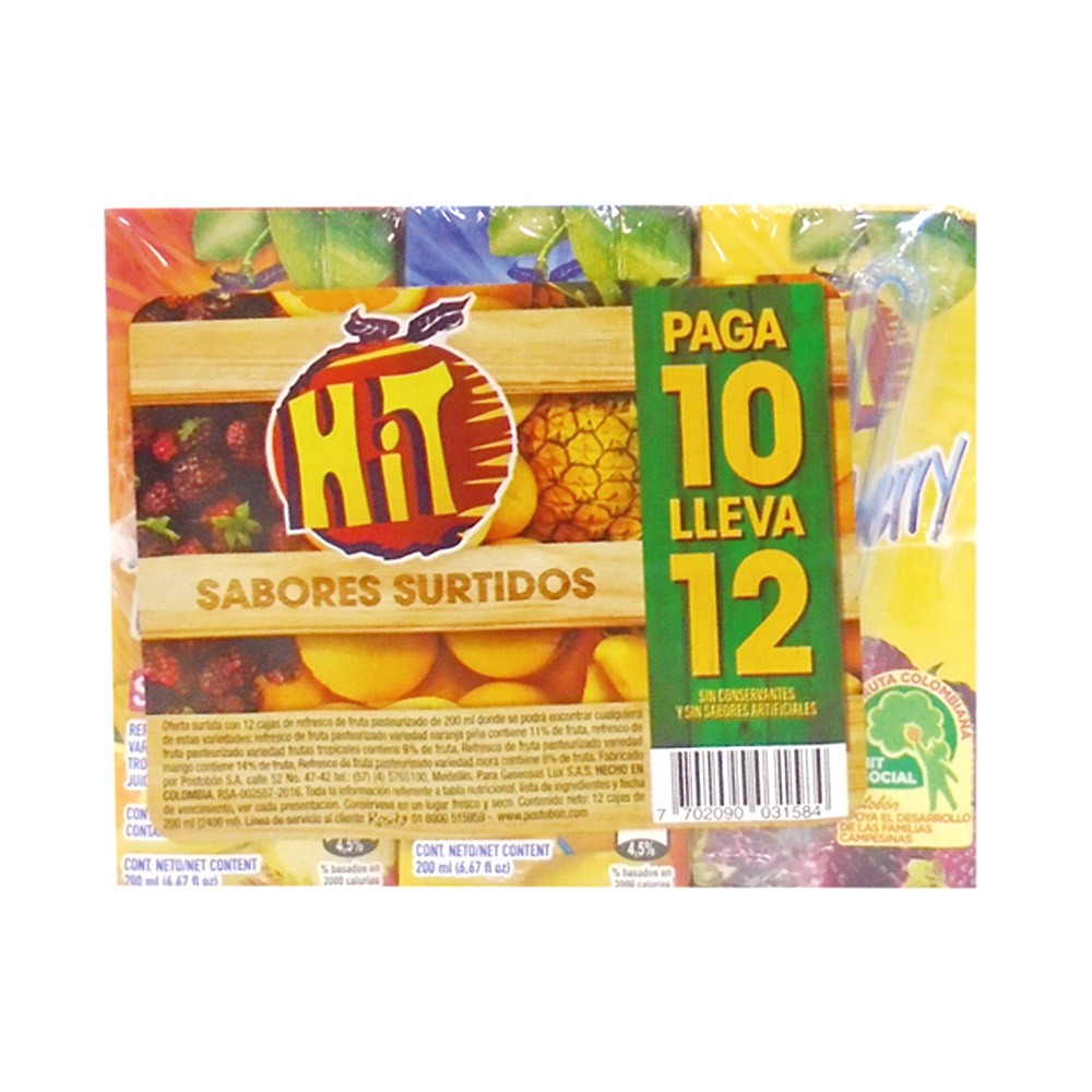 HIT SURTIDO TETRA 10X 12 UND  x 200ML