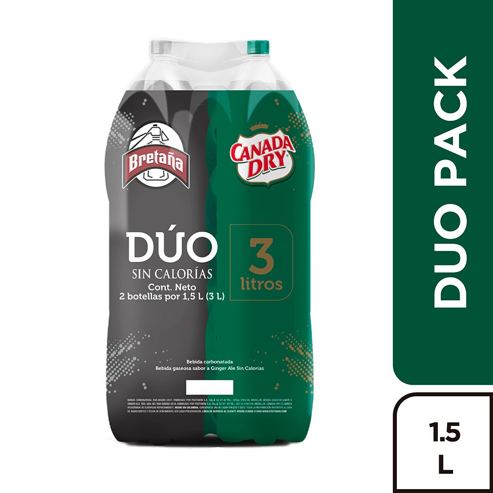 DUO CANADA DRY + BRETAÑA*1.5LT