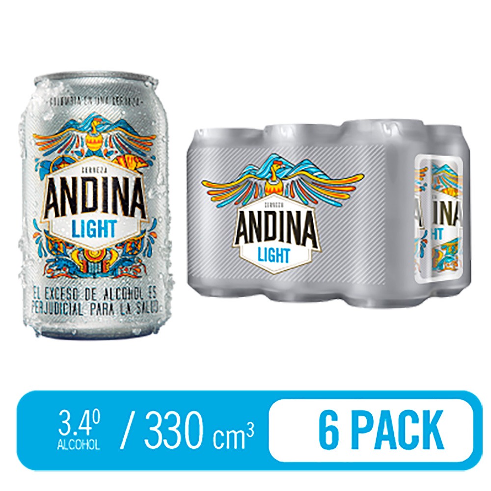 CERVEZA ANDINA LIGHT LATA*6 UND *330ML