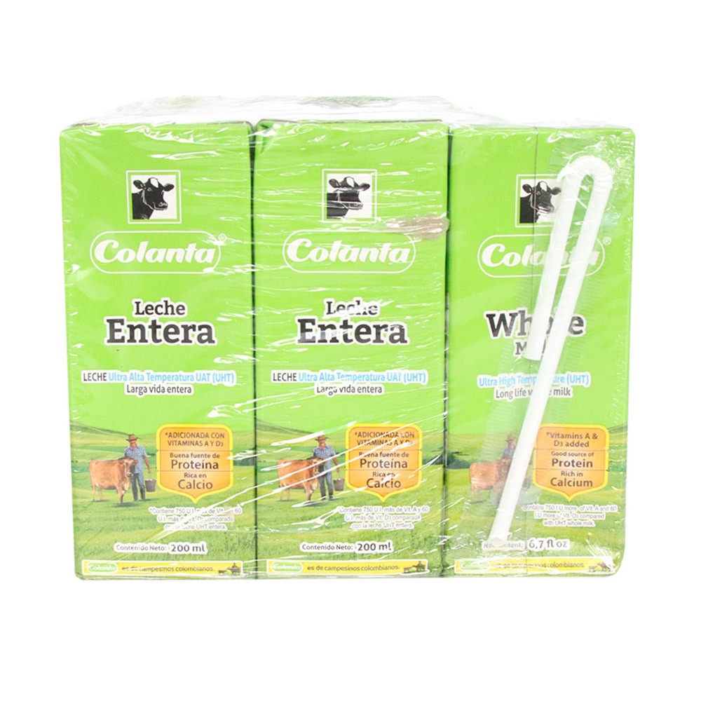 LECHE UHT ENT SLIM 3U  x 200ml COLANTA