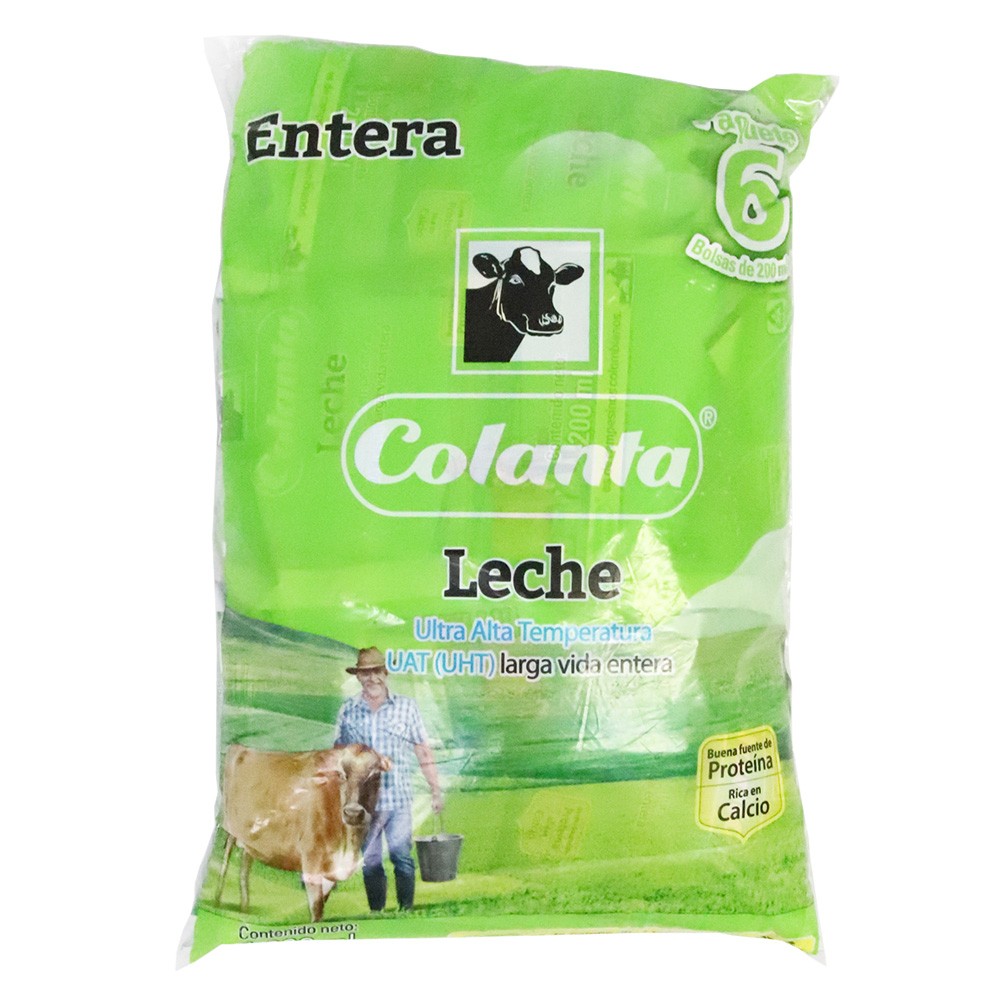 LECHE ENTERA UHT COLANTA 200CC x 6U