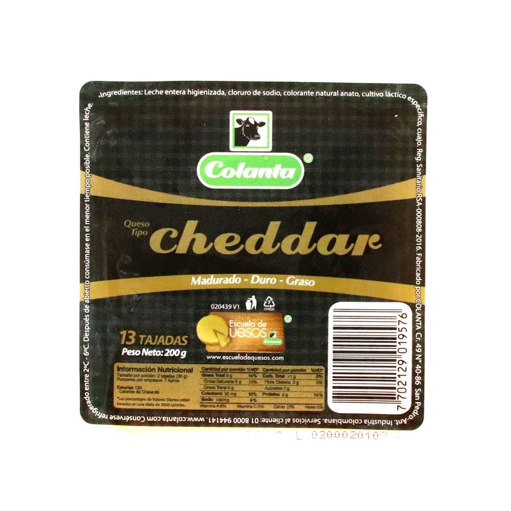 QUESO CHEDDAR TAJ COLANTA  x 200GR