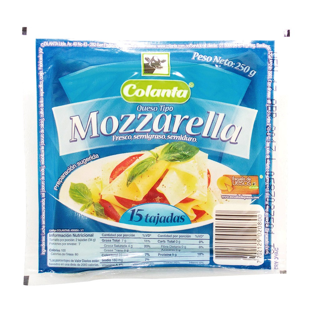 QUESO MOZZARELA x 250 TAJ COLANT