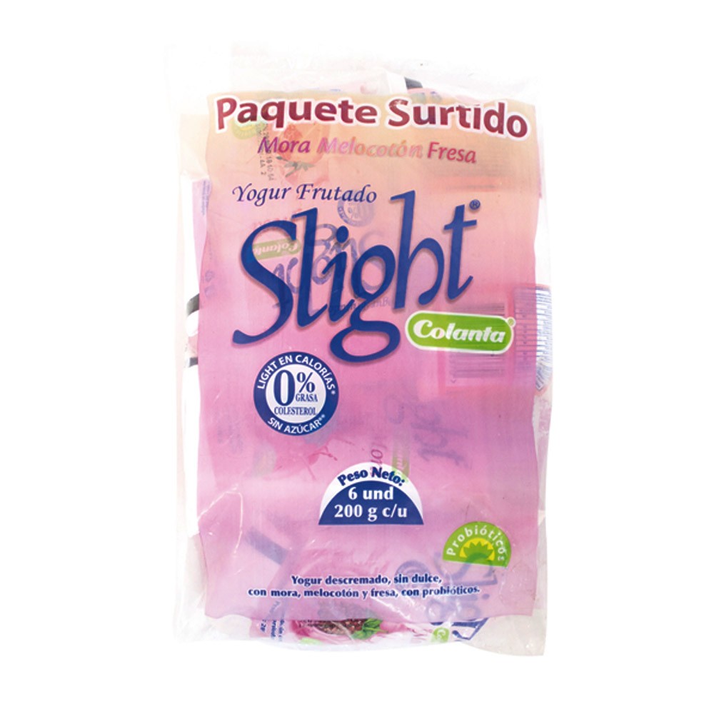YOGUR SLIGHT BOLSA 6U x 200gr COLANTA