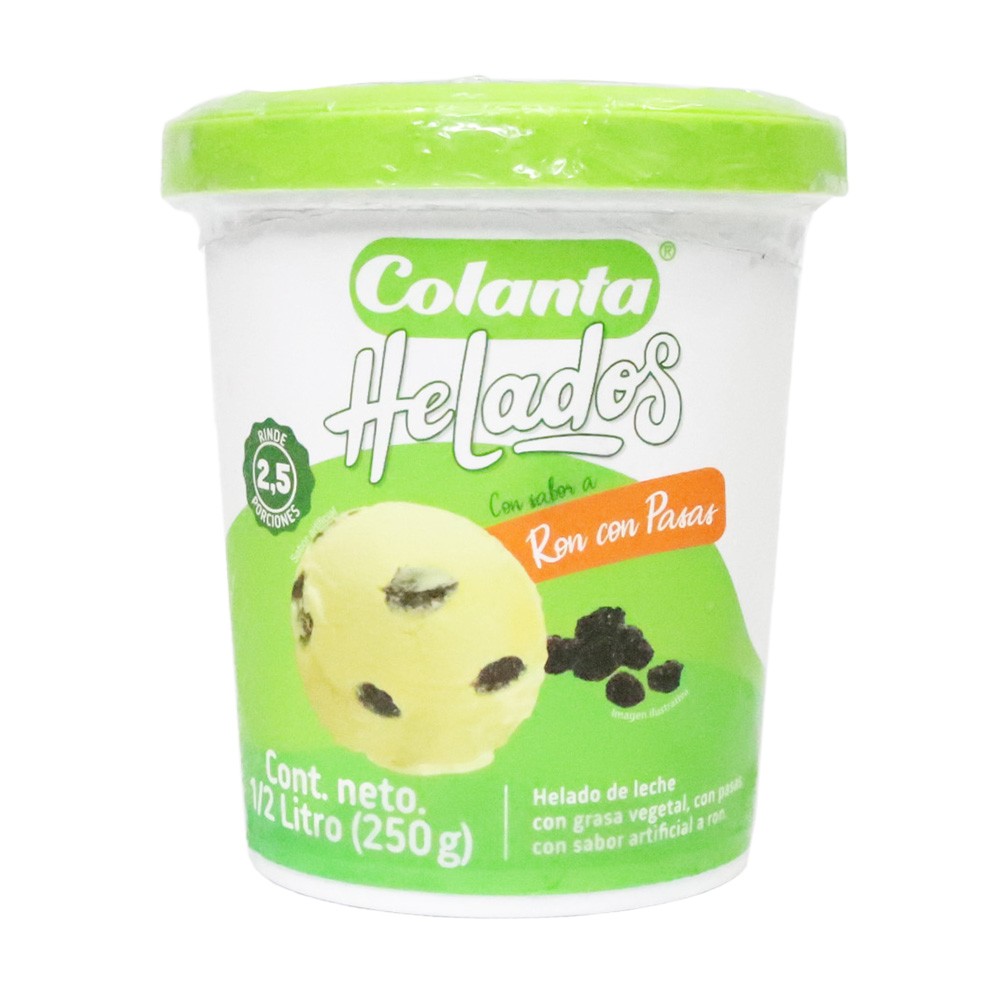 HELADO RON PASAS COLANTA*500ML