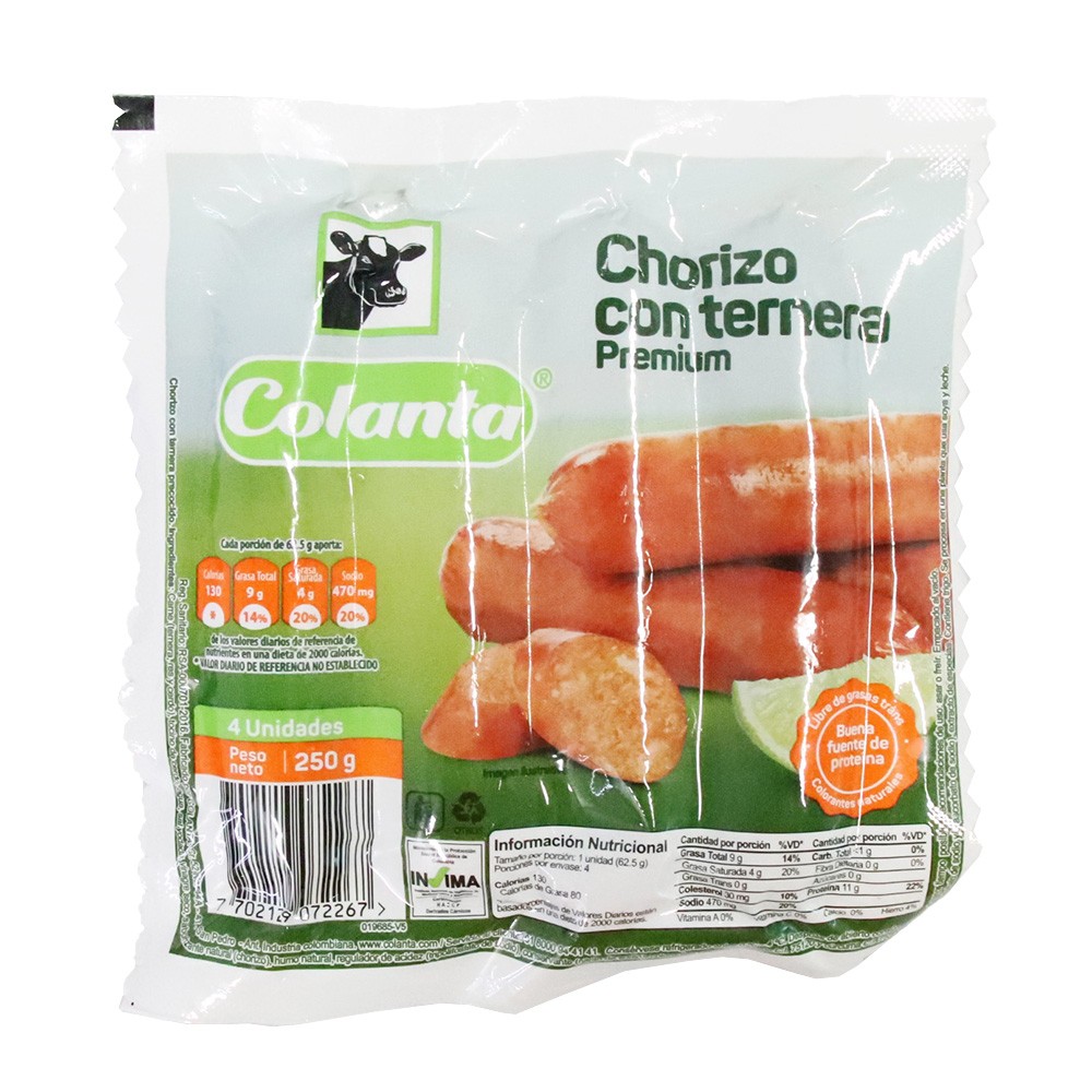 CHORIZO DE TERNERA COLANTA  x 250GR