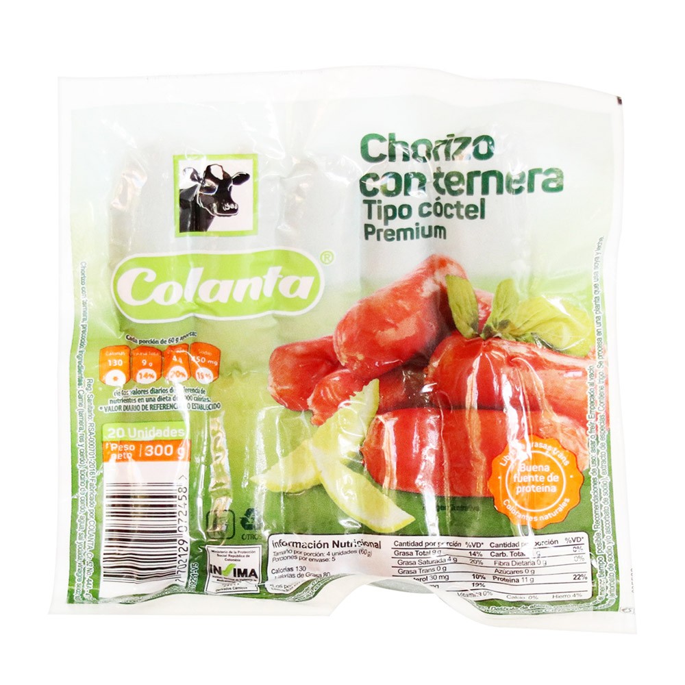 CHORIZO COCTEL PREC  x 300GR COLANTA
