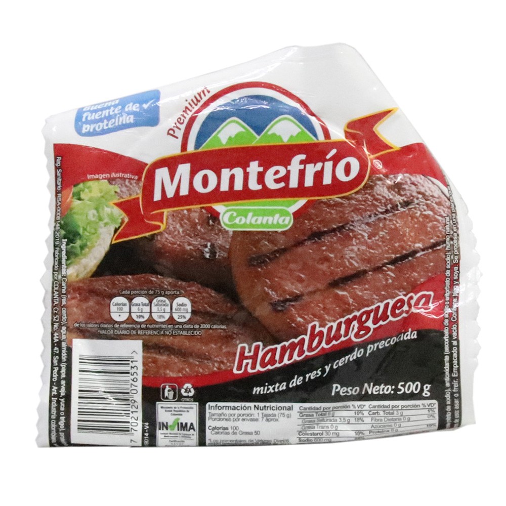 HAMBURGUESA MONTEFRIO x 500GRS