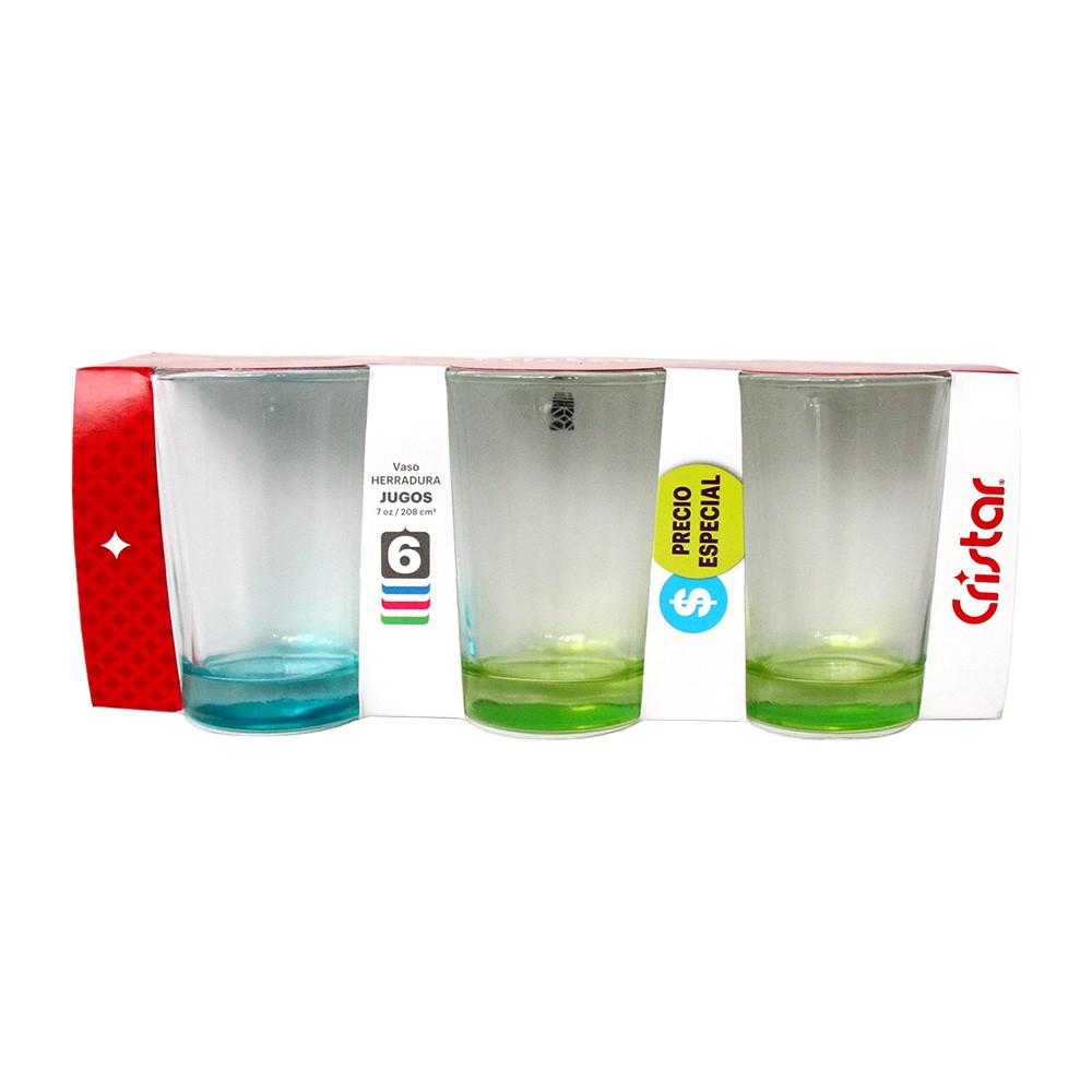 VASO HERRADURA JUGOS CAN FONDO COLOR *6