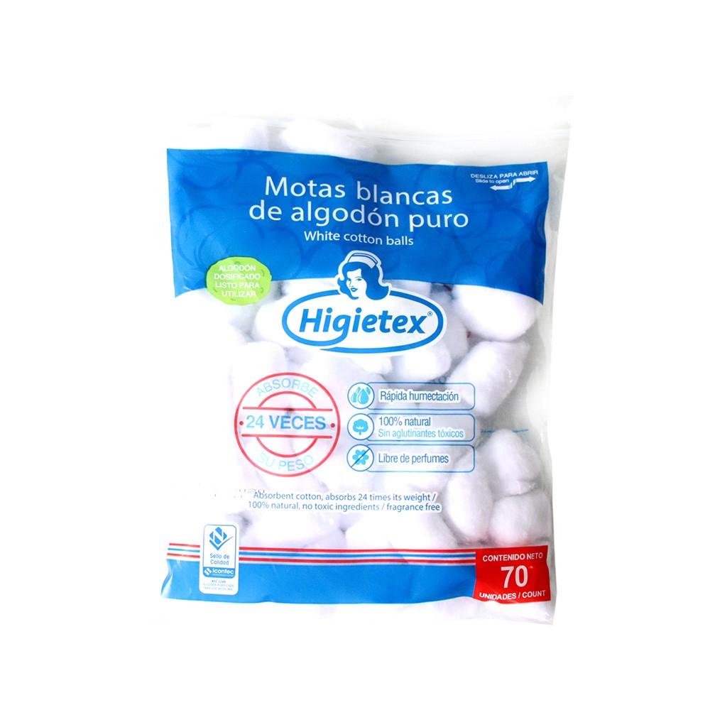 MOTAS BLANCAS HIGIETEX  x 70 UND