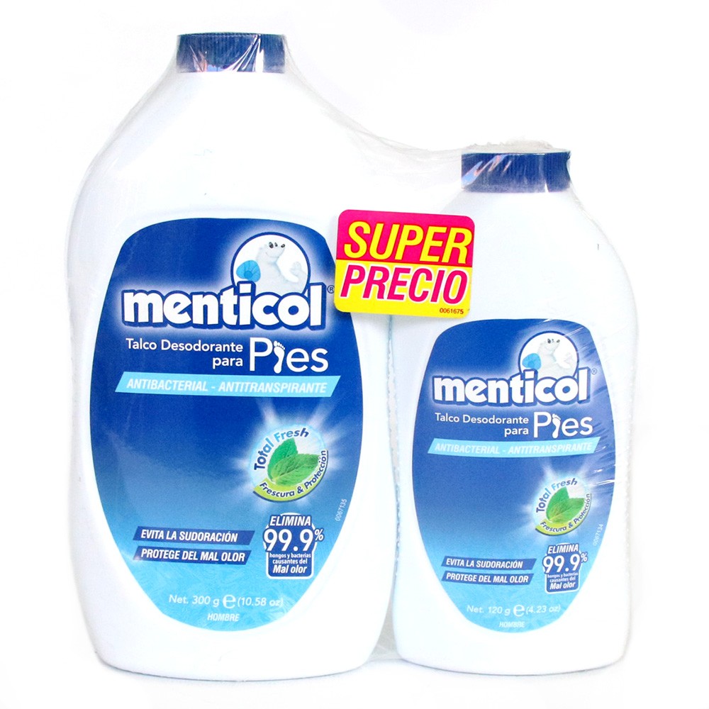 TALCO ANTITRASPIRANTE MENTICOL*300ML+120