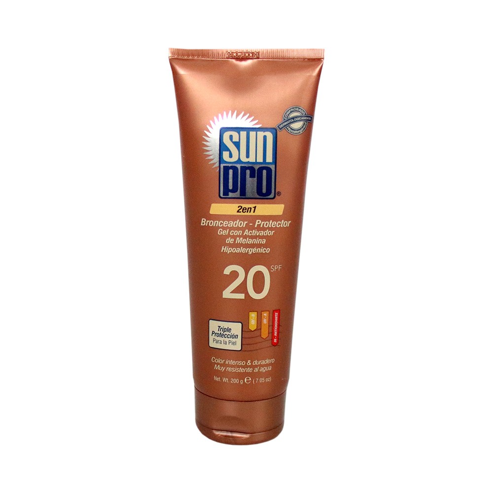 SUNPRO GEL PROT BRONCEADOR SPF 20 X200GR