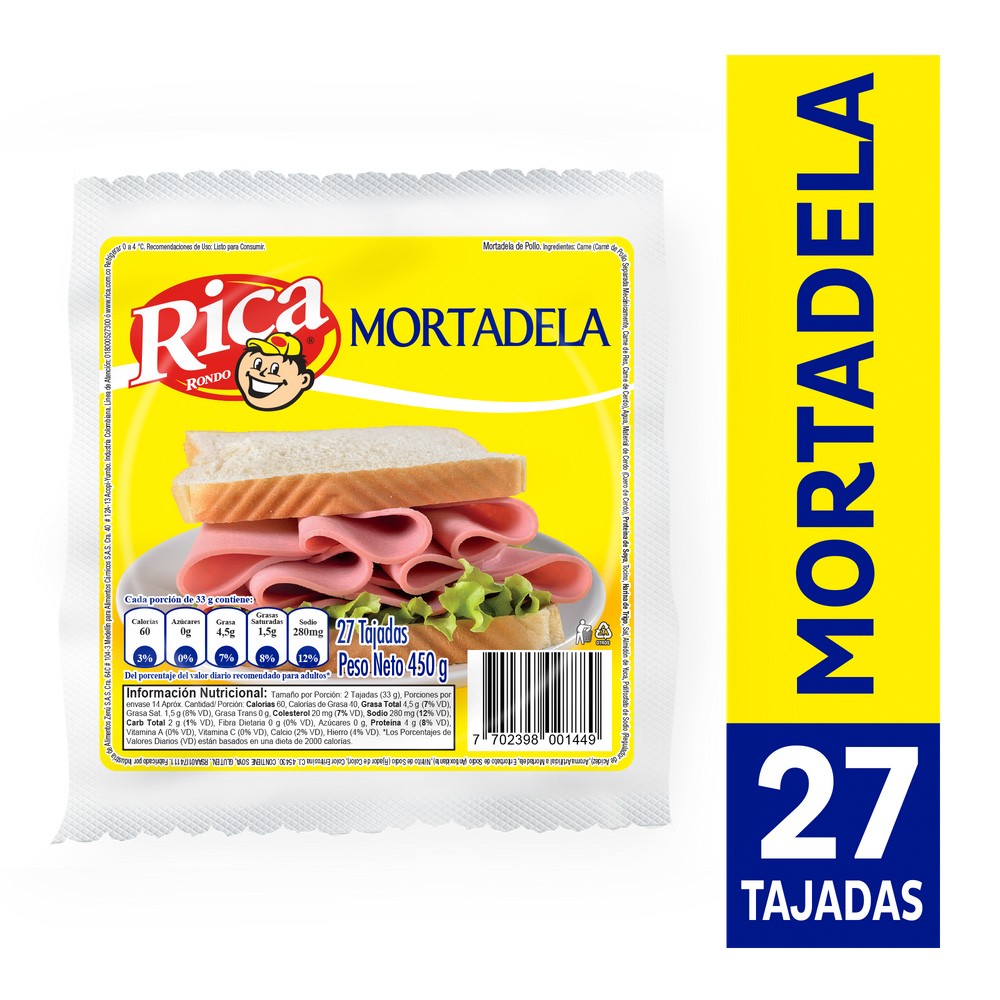MORTADELA RICA  x 450GR