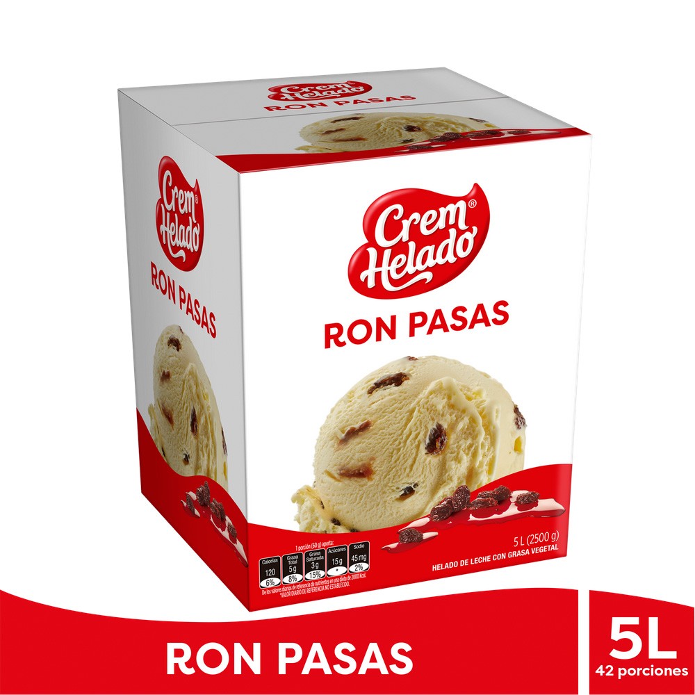 HELADO TARRO  RON PASAS CREM HELADO*5LT