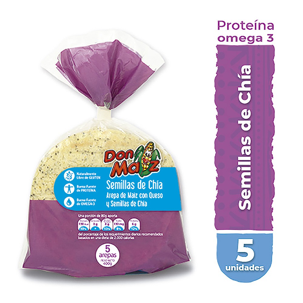 AREPAS DON MAIZ DE QUESO Y SEMILLA CHIA