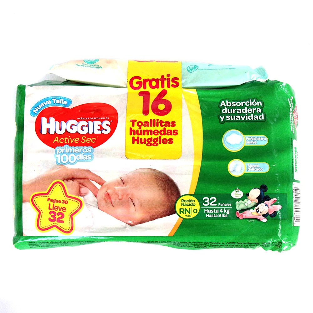 PAÑAL HUGGIES RECIEN NACIDO PG30 LL32