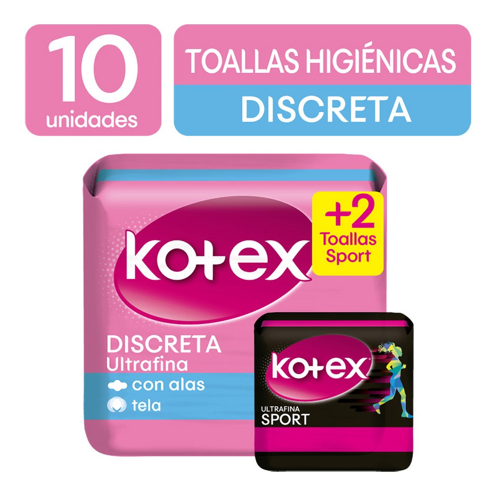 TOALLA HIG KOTEX UF x 10UND + 2SPORTS