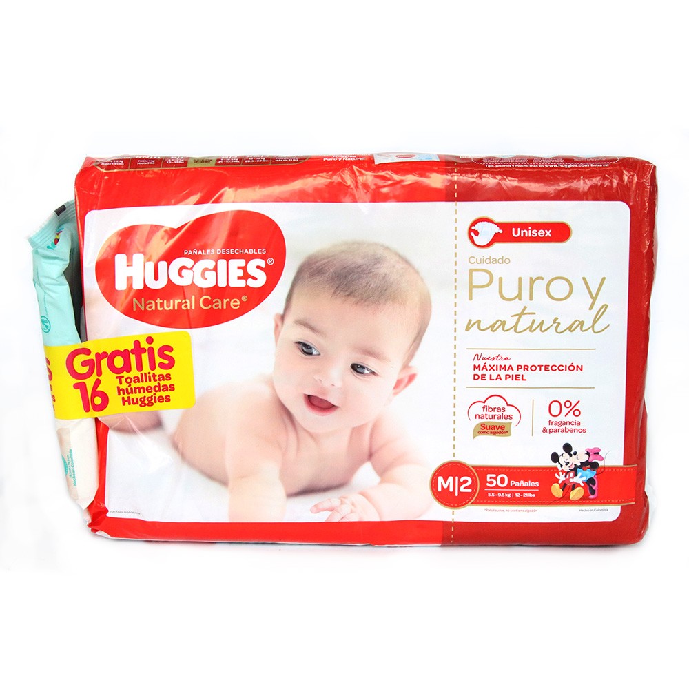 PAÑAL NATURAL CARE M HUGGIES*50U UNISEX
