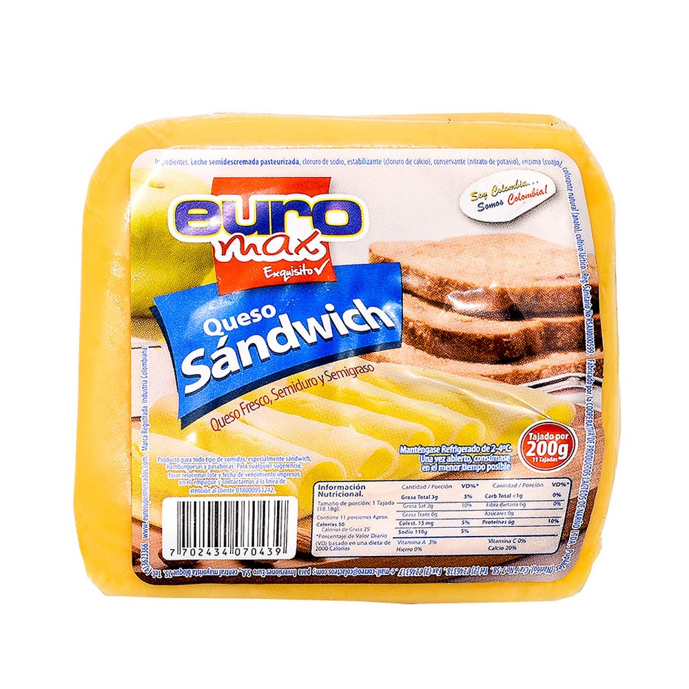 QUESO SANDWICH EUROMAX   x 200GR