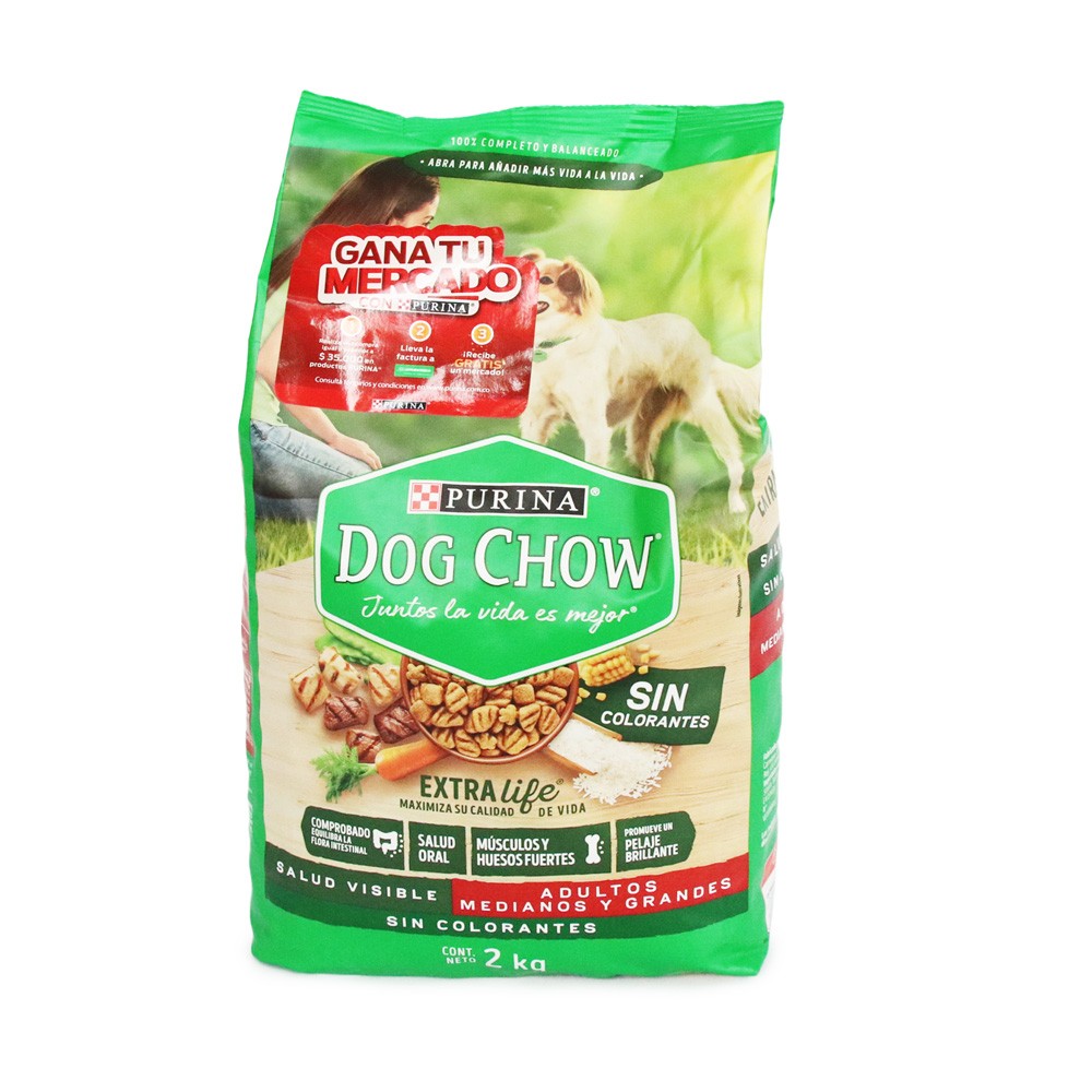 DOG CHOW S/COLORANTE ADULTOS GRANDES*2KG