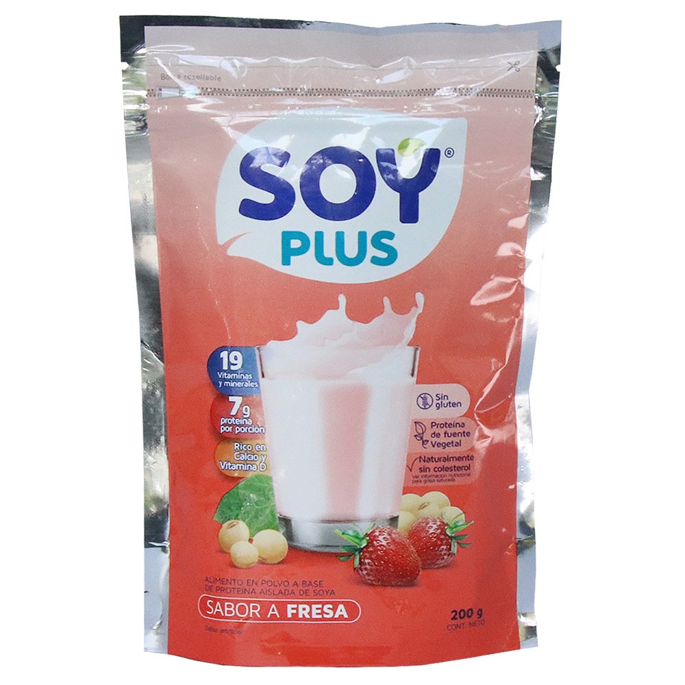 LECHE SOYA FRESA  x 200GR SOY PLUS