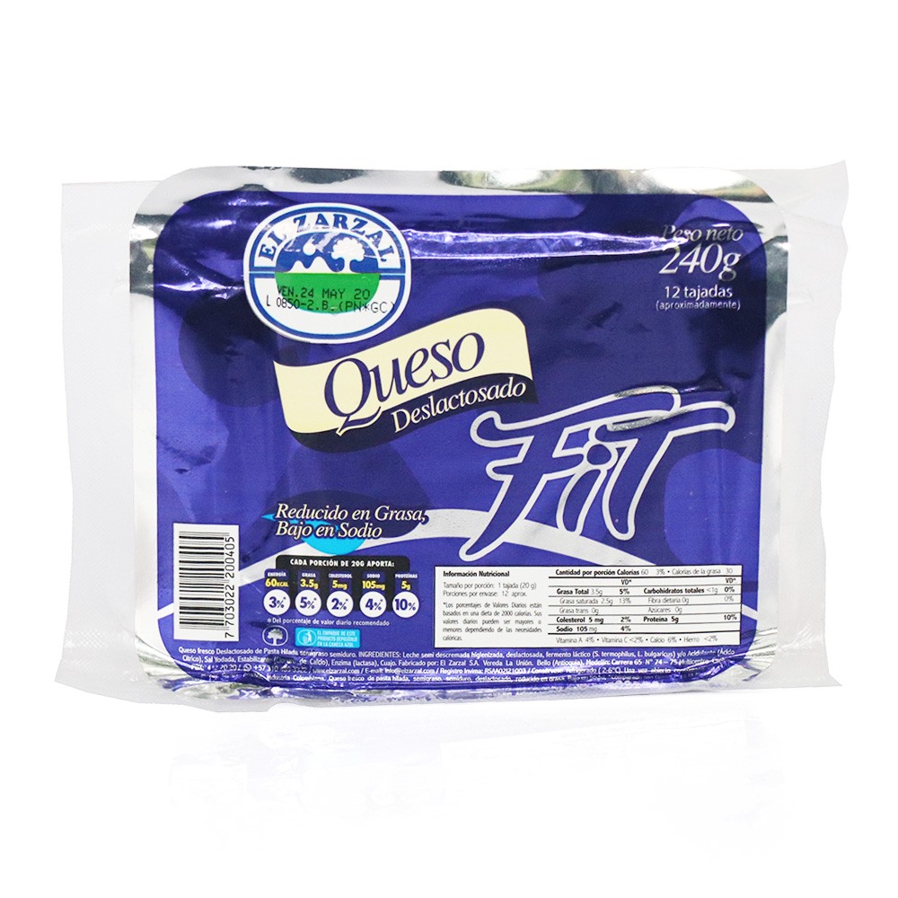 QUESO DESLACT FIT TAJADO ZARZAL x 240GR