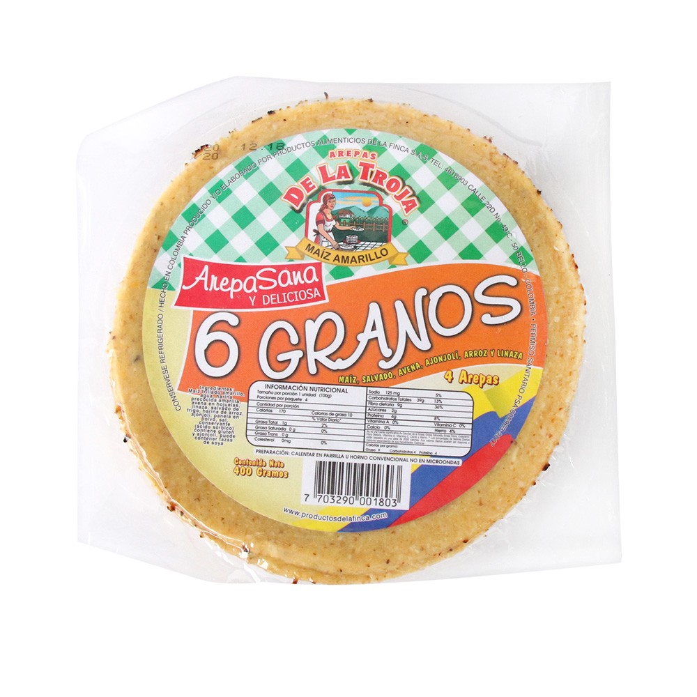 AREPA SANA 6 GRANOS TROJA  x 400GR