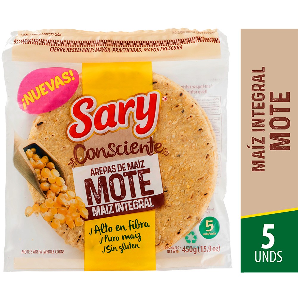 AREPA DE MOTE SARY*5UNDS*450GR